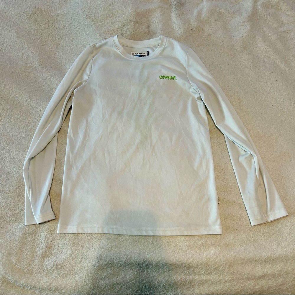 Magellan Outdoors Classic White Shirt with Green Accents